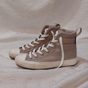 Classic High-Top Sneakers in Taupe